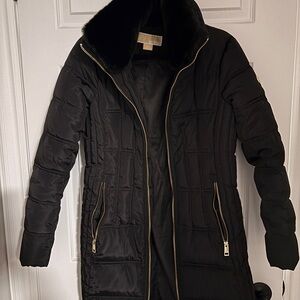 Michael Kors Quilted Black Puffer with Gold Zippers